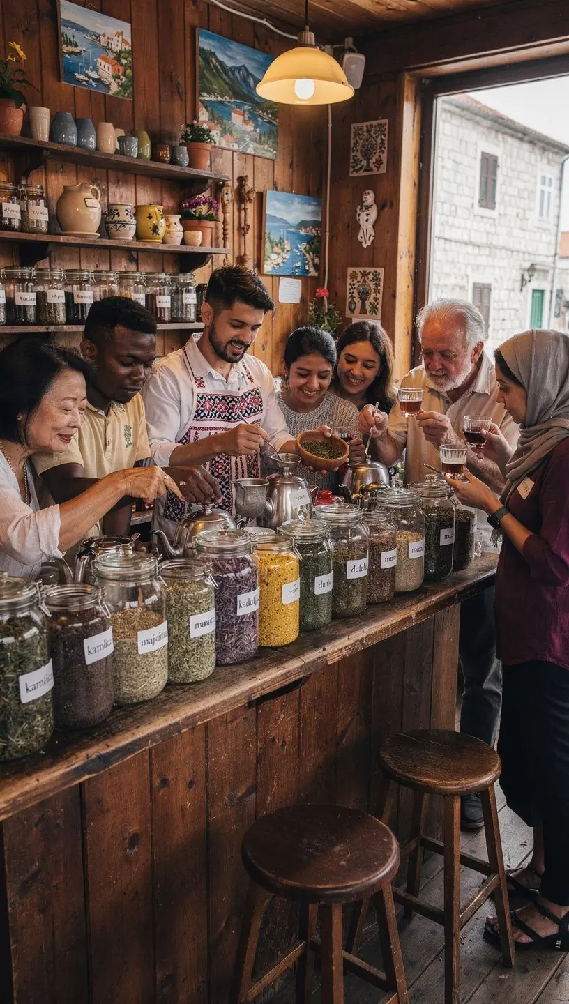 Tradicionalni čajnik s drvenim detaljima na stolu s čajem.