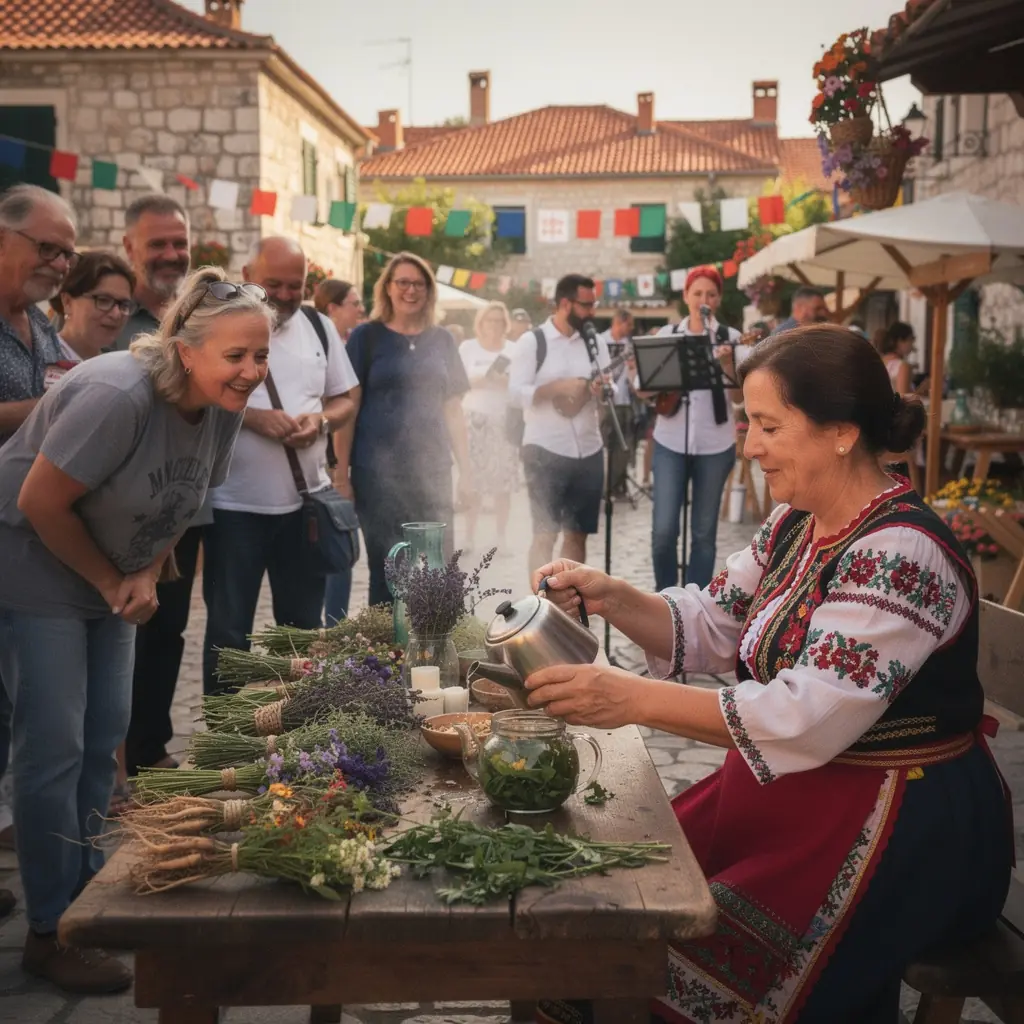 Sastojci za pripremu čaja raspoređeni na drvenoj površini.